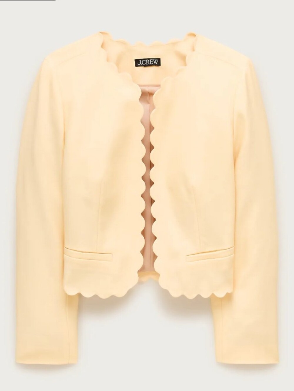 J Crew Louisa lady jacket with scalloped trim in Gramercy linen blend CS843 NWT